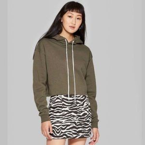 Wild Fable Cropped Hooded Sweatshirt Olive Size XS